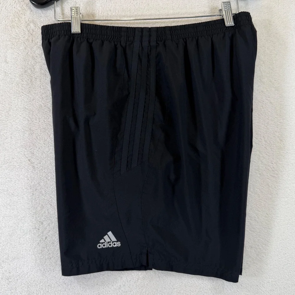 Adidas Mens Running Shorts Black on Black 3-Stripe Mesh Liner XL V11605